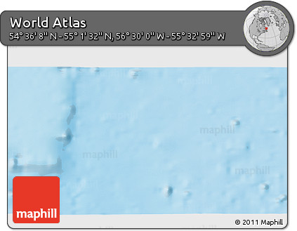 Shaded Relief 3D Map of the Area around 54° 48' 50" N, 56° 1' 29" W