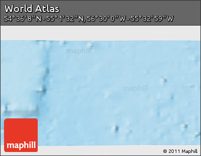 Shaded Relief 3D Map of the Area around 54° 48' 50" N, 56° 1' 29" W