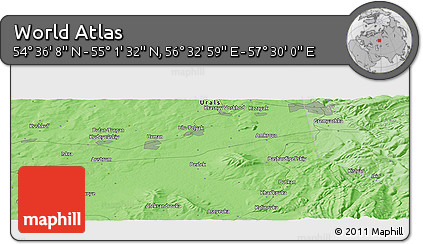 Political Panoramic Map of the Area around 54° 48' 50" N, 57° 1' 29" E