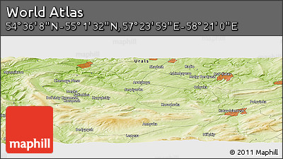 Physical Panoramic Map of the Area around 54° 48' 50" N, 57° 52' 30" E