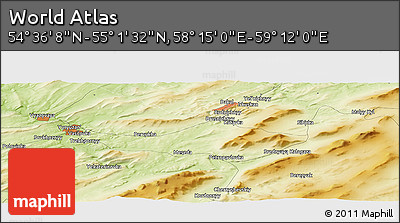 Physical Panoramic Map of the Area around 54° 48' 50" N, 58° 43' 30" E