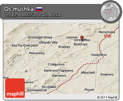 Shaded Relief Panoramic Map of Os'mushka