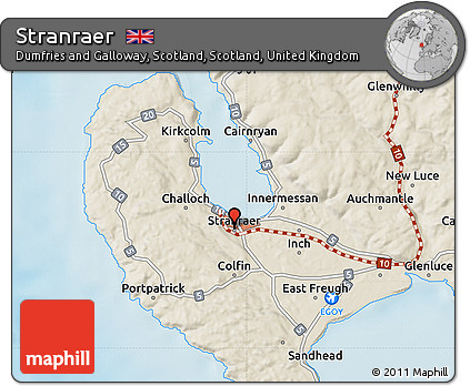 Shaded Relief Map of Stranraer