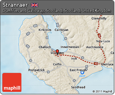Shaded Relief Map of Stranraer