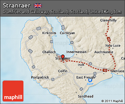 Shaded Relief Map of Stranraer