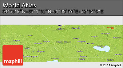 Physical Panoramic Map of the Area around 54° 48' 50" N, 62° 7' 30" E