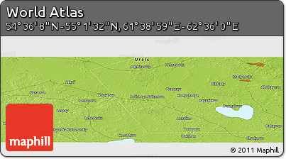 Physical Panoramic Map of the Area around 54° 48' 50" N, 62° 7' 30" E