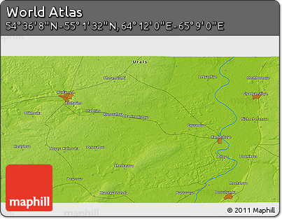Physical 3D Map of the Area around 54° 48' 50" N, 64° 40' 30" E