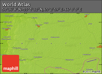 Physical Map of the Area around 54° 48' 50" N, 65° 31' 30" E