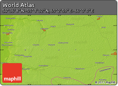 Physical Map of the Area around 54° 48' 50" N, 65° 31' 30" E