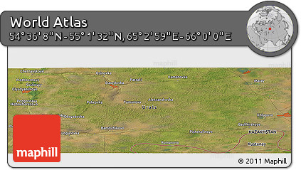 Satellite Panoramic Map of the Area around 54° 48' 50" N, 65° 31' 30" E
