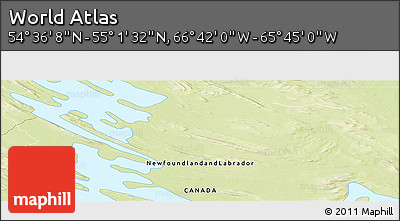 Physical Panoramic Map of the Area around 54° 48' 50" N, 66° 13' 29" W