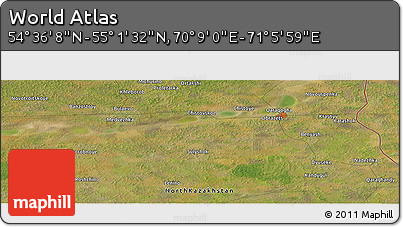 Satellite Panoramic Map of the Area around 54° 48' 50" N, 70° 37' 30" E