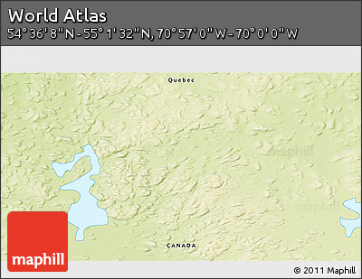 Physical 3D Map of the Area around 54° 48' 50" N, 70° 28' 29" W