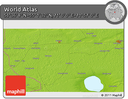 Physical 3D Map of the Area around 54° 48' 50" N, 71° 28' 29" E