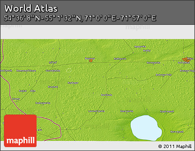 Physical 3D Map of the Area around 54° 48' 50" N, 71° 28' 29" E