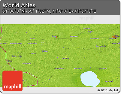 Physical 3D Map of the Area around 54° 48' 50" N, 71° 28' 29" E