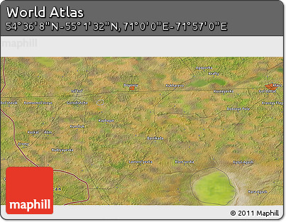 Satellite 3D Map of the Area around 54° 48' 50" N, 71° 28' 29" E