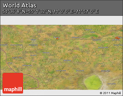 Satellite 3D Map of the Area around 54° 48' 50" N, 71° 28' 29" E