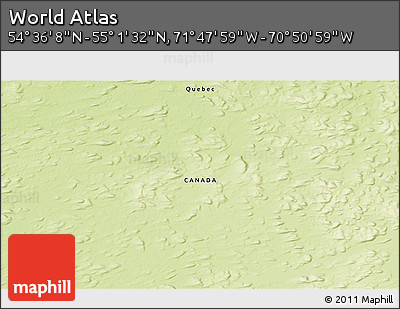 Physical 3D Map of the Area around 54° 48' 50" N, 71° 19' 29" W