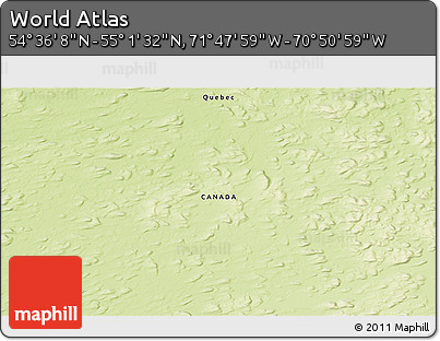 Physical 3D Map of the Area around 54° 48' 50" N, 71° 19' 29" W