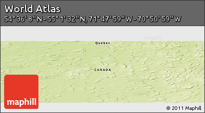 Physical Panoramic Map of the Area around 54° 48' 50" N, 71° 19' 29" W