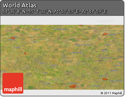 Satellite 3D Map of the Area around 54° 48' 50" N, 72° 19' 29" E