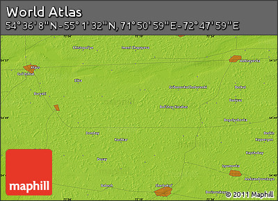 Physical Map of the Area around 54° 48' 50" N, 72° 19' 29" E