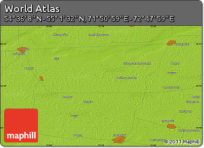 Physical Map of the Area around 54° 48' 50" N, 72° 19' 29" E