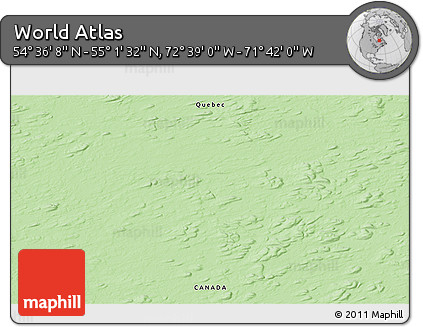 Political 3D Map of the Area around 54° 48' 50" N, 72° 10' 30" W