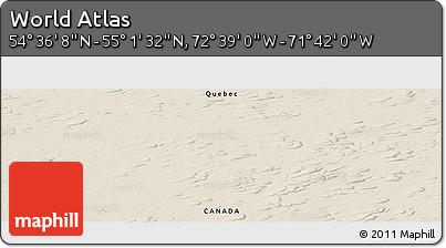 Shaded Relief Panoramic Map of the Area around 54° 48' 50" N, 72° 10' 30" W