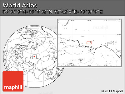 Blank Location Map of the Area around 54° 48' 50" N, 73° 10' 30" E