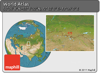 Satellite Location Map of the Area around 54° 48' 50" N, 73° 10' 30" E
