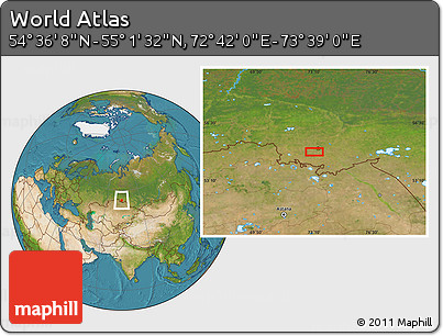 Satellite Location Map of the Area around 54° 48' 50" N, 73° 10' 30" E