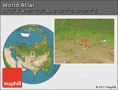 Satellite Location Map of the Area around 54° 48' 50" N, 73° 10' 30" E
