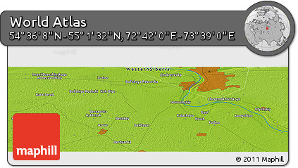 Physical Panoramic Map of the Area around 54° 48' 50" N, 73° 10' 30" E