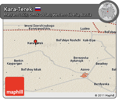 Shaded Relief Panoramic Map of Kara-Terek