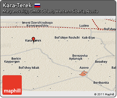 Shaded Relief Panoramic Map of Kara-Terek