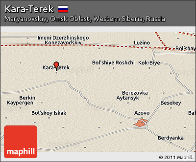 Shaded Relief Panoramic Map of Kara-Terek