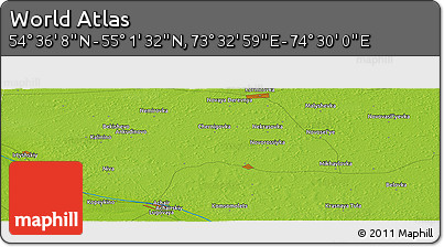 Physical Panoramic Map of the Area around 54° 48' 50" N, 74° 1' 30" E