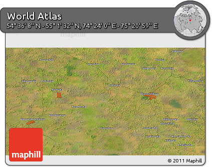 Satellite 3D Map of the Area around 54° 48' 50" N, 74° 52' 30" E