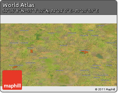 Satellite 3D Map of the Area around 54° 48' 50" N, 74° 52' 30" E
