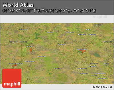Satellite 3D Map of the Area around 54° 48' 50" N, 74° 52' 30" E