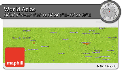Physical Panoramic Map of the Area around 54° 48' 50" N, 74° 52' 30" E