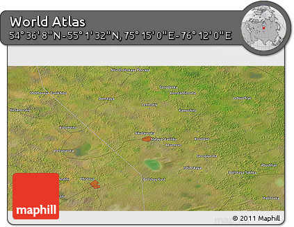 Satellite 3D Map of the Area around 54° 48' 50" N, 75° 43' 29" E
