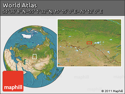 Satellite Location Map of the Area around 54° 48' 50" N, 75° 43' 29" E