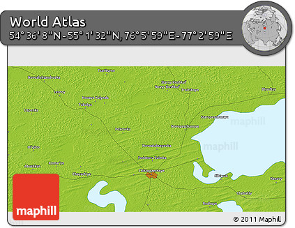 Physical 3D Map of the Area around 54° 48' 50" N, 76° 34' 29" E