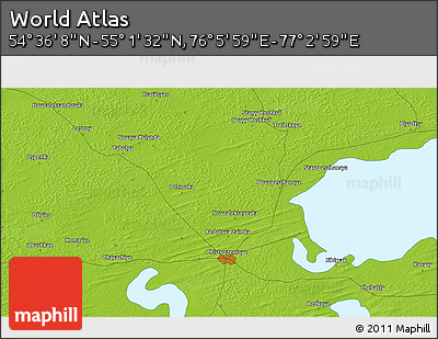 Physical 3D Map of the Area around 54° 48' 50" N, 76° 34' 29" E