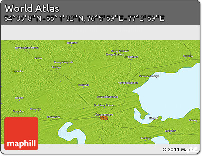 Physical 3D Map of the Area around 54° 48' 50" N, 76° 34' 29" E
