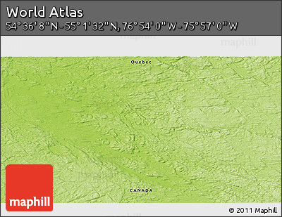 Physical 3D Map of the Area around 54° 48' 50" N, 76° 25' 30" W